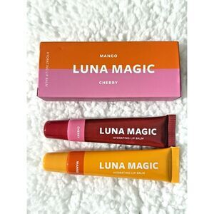LUNA MAGIC Hydrating Lip Balm Duo * MANGO + CHERRY *W/Vitamin E & Jojoba Oil NIB